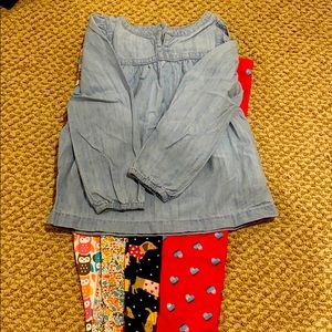 Gap girls denim top/carters leggings 4/5 EUC